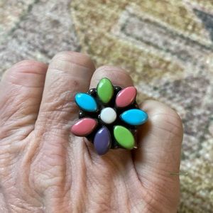 Soooo cool flower sterling silver ring!